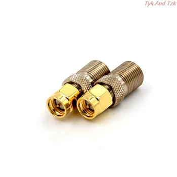 1/2 buc F Tip Feminin Jack Să-SMA Male Plug Direct RF Coaxial Adaptor F Conector SMA Convertor Ton de Aur
