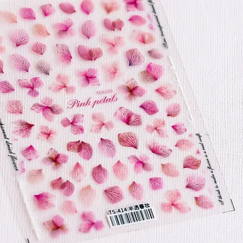 1buc unghii autocolante de flori roz 3D relief autocolante unghiilor mată subțire de unghii transparent decal decor instrument