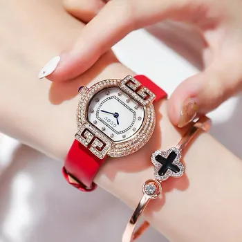 2021 Moda Guou Top pentru Femei Brand Ceas Cu Diamante de Aur din Piele Damele de Lux Casual pentru Femei Bratara Ceasuri Relogio Feminino