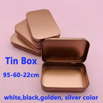 20buc/lot gol mini cutie cu balama mici alb-negru auriu cutii de metal dreptunghi cadou de crăciun machiaj bijuterii de stocare