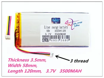 3 fir 3558120 3.7 V 3500mah Baterie Litiu-polimer cu Bord de Protecție Pentru PDA, Tablet Pc-uri Produse Digitale