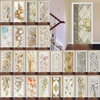 3D Aur Ușa Autocolante Decorare Marmură Simple Linii Abstracte Flori Tapet Pentru Living Home Decor Dormitor Art Decalcomanii