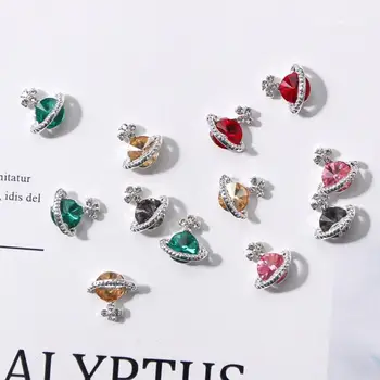 5PCS Unghii Inima Picătură Strasuri pentru Unghii Multi Color 3D Cristale Diamond Nail Art Saturn Figura 3D Farmece Noi