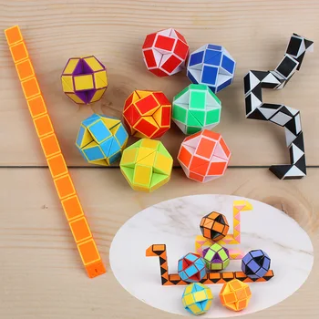6Pcs Pliere Magic Șarpe Conducător Puzzle Cub Antistres Jucărie de Învățământ pentru Copii de Ziua Favoruri de Partid Saci Goodie Școală Recompensa