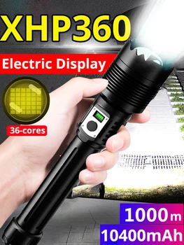 99000000LM XHP360 Puternic Lanterna LED Reîncărcabilă Lanterna 10400mah Putere de Display Flash de Lumină 26650 în aer liber Camping Lantern