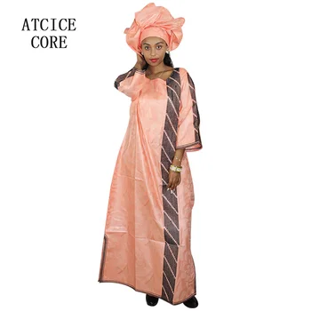 african haine noi de moda de design 100% bumbac african bazin riche broderie pentru femei rochie lungă, cu eșarfă A176#