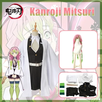 Anime Demon Slayer Kanroji Mitsuri Cosplay Kimetsu nu Yaiba Costum Kimono Uniformă Haine Popi Set