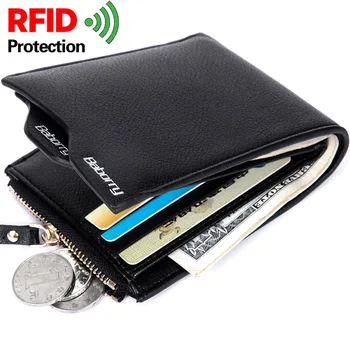 Baborry Solid RFID Protecție Piele Barbati Portofel Detașabil Blocarea Cartelei Pentru Om Pungă Cu Monede de Buzunar