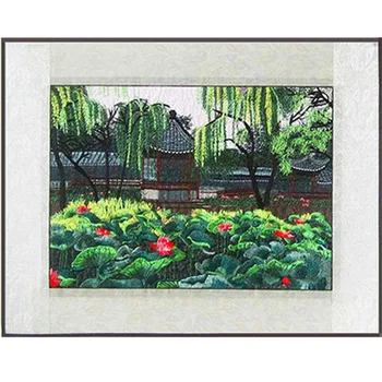 Broderie terminat / Suzhou Clasice Broderie / Pădure verde de mătase pictura decorativa / Cross Stitch terminat Suzhou Grădină