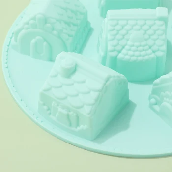 Crăciun 3D Silicon Tort Mucegai Casa de turtă dulce Mucegai turtă dulce Moldes De Silicona Reposteria Y Accesorios Pasteleria
