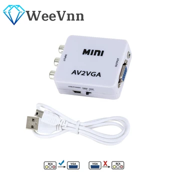 Cu 3.5 mm Audio 1080P Video Mini Convertor RCA AV VGA Video Converter Schimb AV2VGA / CVBS + Audio Pentru PC HDTV Converter