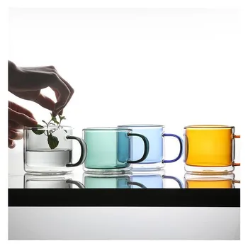 Design creativ Perete Dublu de Sticla Cesti de Apa 250ml de Culoare Roz Galben Albastru Verde Rece Băuturi Calde, Apă Ceașcă de Cafea Cani