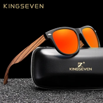 KINGSEVEN Moda de Lemn Polarizat ochelari de Soare Patrati Bărbați Femei Oglindă Lentile UV400 Protecție de Conducere Ochelari de Soare Ochelari