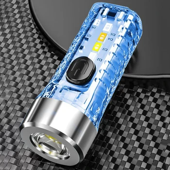 LED SMD Buzunar Lanterna Portabil Mini Lampa Lanterna cu Luminozitate Ridicată de Tip C USB de Încărcare pentru Camping în aer liber Drumeții Instrument de Urgență