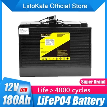 LiitoKala 12V 180Ah LiFePO4 Baterie Litiu Baterie 4000 De Cicluri De 12.8 V RV Rulote Golf Off-Road, Off-grid Solar