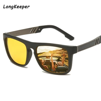 LongKeeper Brand de Noapte Viziune ochelari de Soare Barbati de Conducere Anti-Orbire Galben Obiectiv Eyewears Gogggles UV400 TR90 Ochelari Pătrați gafas