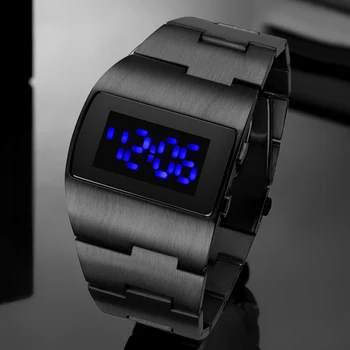 Moda Led Ceas Digital Bărbați Nilitary Ceasuri Sport Din Oțel Inoxidabil Negru Mare Încheietura Mâinii Multifuncționale Electronice, Ceasuri De Mana Barbati