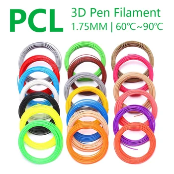 PCL Filament, Temperatură Scăzută Pen 3D cu Filament de 1.75 MM,Potrivit Pentru Temperatură Scăzută 3D Stilou, Culori Luminoase, Fără Repetiție