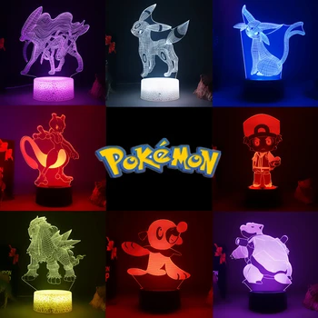 Pokemon 3D Stereo Lumina de Noapte LED-uri Colorate Touch Control de la Distanță Festivalul Copiilor Cadou de Ziua Anime Japonez Periferice