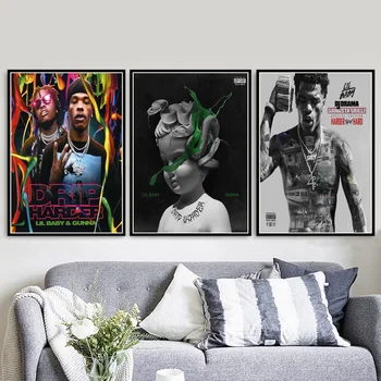 Printuri Lil Copil & Gunna Picurare Hip-Hop, Muzica Rap Cântăreață Stele Album Pictura Arta Poze De Perete Pentru Camera De Zi Decor Acasă