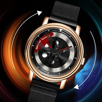 [Racing & Furious] SANDA 2023 Vânzare Fierbinte Oameni Uita-te la 360° Filare Rotație Dial Cuarț Ceas de mână Cataramă Magnetică Relogio Masculino