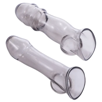 Realist Penis Sleeve Extender Înveliș Moale de Penisul Extindeți Acoperirea Reutilizabile Prezervativ Silicon Negru Extensie Caz Jucărie Sexuală pentru Bărbați