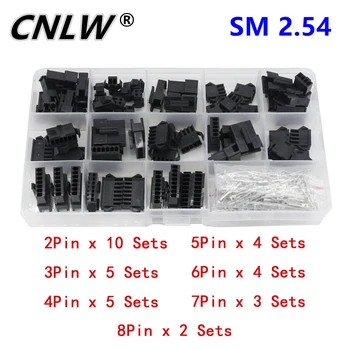 SM2.54 Kituri de 33 De Seturi de Kit în cutie 2p 3p 4p 5p 6p 7p 8p 2.54 mm Pas de sex Feminin și de sex Masculin Antet Conectori Adaptor