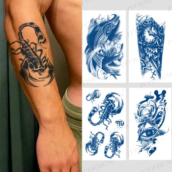 Suc de Durată, rezistent la apă Tatuaj Semi-permanent Autocolant Scorpion Crap Ceas Demon Ochi Tatuaj Bărbați Flash Transfer Tatuaje False Bărbați