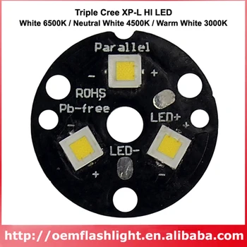 Triple Cree XP-L HI V3 Alb 6500K Alb Neutru 4500K Alb Cald 3000K LED-Emițători cu 20mm / 16mm / 14.5 mm x 1mm Bază de Cupru
