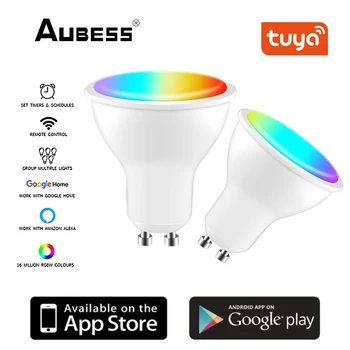 Tuya Wifi Inteligent Bec LED GU10 lumina Reflectoarelor RGB CW Estompat Lampa IR Remote APP Voce Activitatea de Control Cu Amazon Alexa Pentru Acasă
