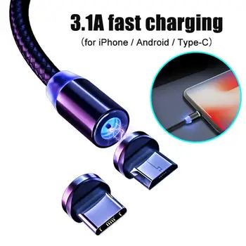 1/2m 3.1 Micro USB de Tip C Magnetic de Încărcare Rapidă Cablu de Date pentru iPhone Android