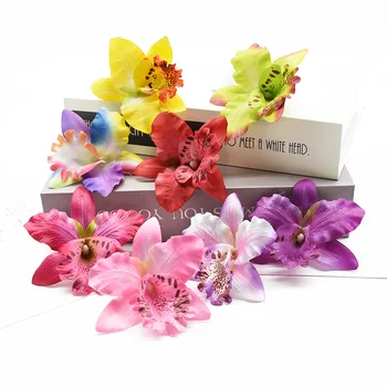 10 Bucati Flori Artificiale Ieftine Thai Orhidee Decor de Crăciun pentru Acasă Nunta de Fotografiere elemente de Recuzită de Plaja Cap de Manechin de Flori