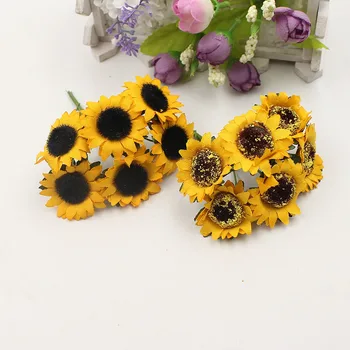 12pcs/lot 3 cm Mini Mătase de Floarea soarelui, Gerbera Flori Artificiale Nunta Dulap DIY Cununa Cutie de Cadou Cut & Clip Ambarcațiuni de Flori False