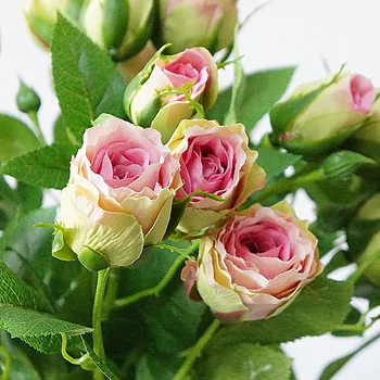 4 Capete de Flori Artificiale de Mătase Crescut Flori False Tulpina Lunga de Nunta de Decorare din Plastic Ramuri cu Frunze Hotelul Home Decor