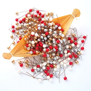 50pcs/lot mic de fructe de padure cireșe perlate mini plastic flori Artificiale perla stamine nunta DIY cutii de cadouri decorate coroane de flori