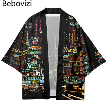 Camasi barbati Yukata Haori Îmbrăcăminte pentru Femei Plus Dimensiune 6XL Negru Roz de Moda Plajă Kimono Japonez Kimetsu Nu Yaiba Halat Cardigan