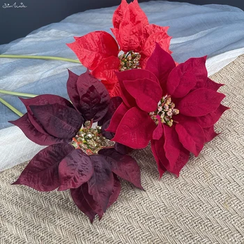 SunMade Roșu De Crăciun, Flori Artificiale, Flori De Pom De Crăciun Accessaries Petrecere Acasă Decorare Flori Rosii Decor Nunta Flores